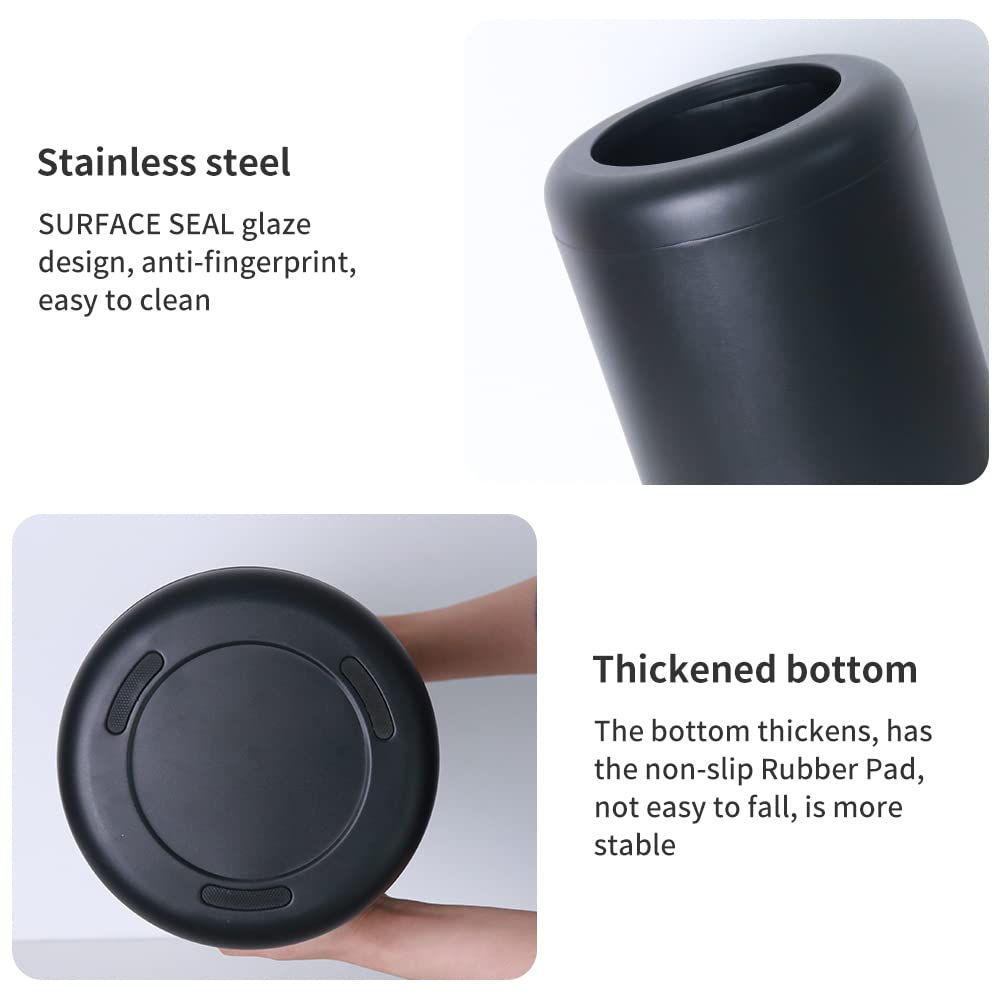 Black Metal Trash can,10L/2.6GAL,Open Top Wastebasket Bin,Garbage Can for Bathroom,Living Room,Office,Kitchen,Bedroom,Hotel (Black)