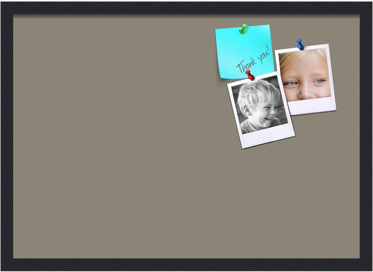 PinPix 27x19 Inch Cork Bulletin Board. This Decorative Framed Pin Board Comes with Pewter Design and a Satin Black Frame. Ideal for Home Office Decor or Message Board (PinPix-1812)