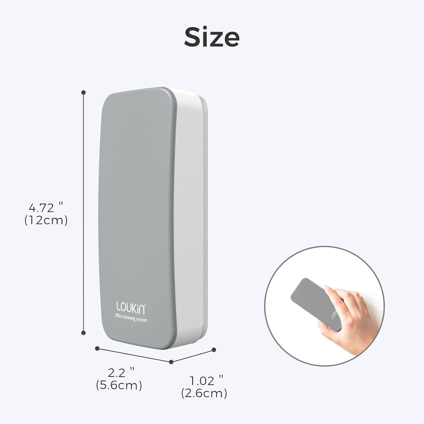 loukin 4 Pack Magnetic Dry Erase Eraser, Whiteboard Eraser, Glass Board Remover, 3.4 fl oz Whiteboard Cleaner * 2 Included, for Classroom, Home and Office Use (Gray*2, White*2)