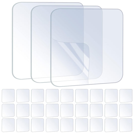 30PCS Premium Double Sided Mounting Squares Clear Tape,Heavy Duty Adhesive Pads for Pictures,Poster Hanging Strips - Strong Sticky Tack,Waterproof Adhesive for Shower,Wall Patch,Sticky Pads