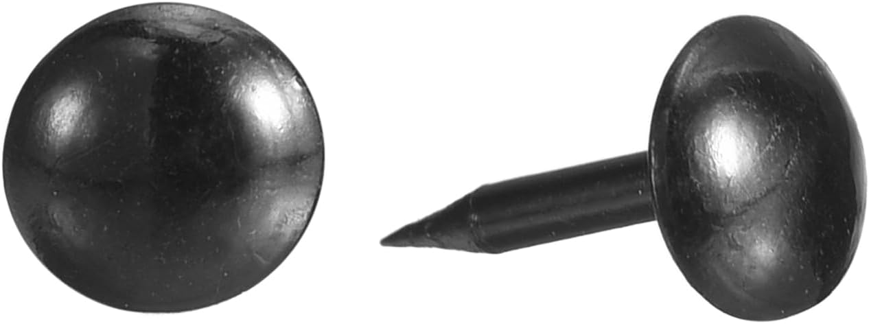 uxcell Upholstery Tacks Nail Pins Furniture, 150Pcs 7x13mm Thumb Tack Pins Assortment Kit Carbon Steel for Home Sofa DIY Decorative Nail Heads Nails, Black