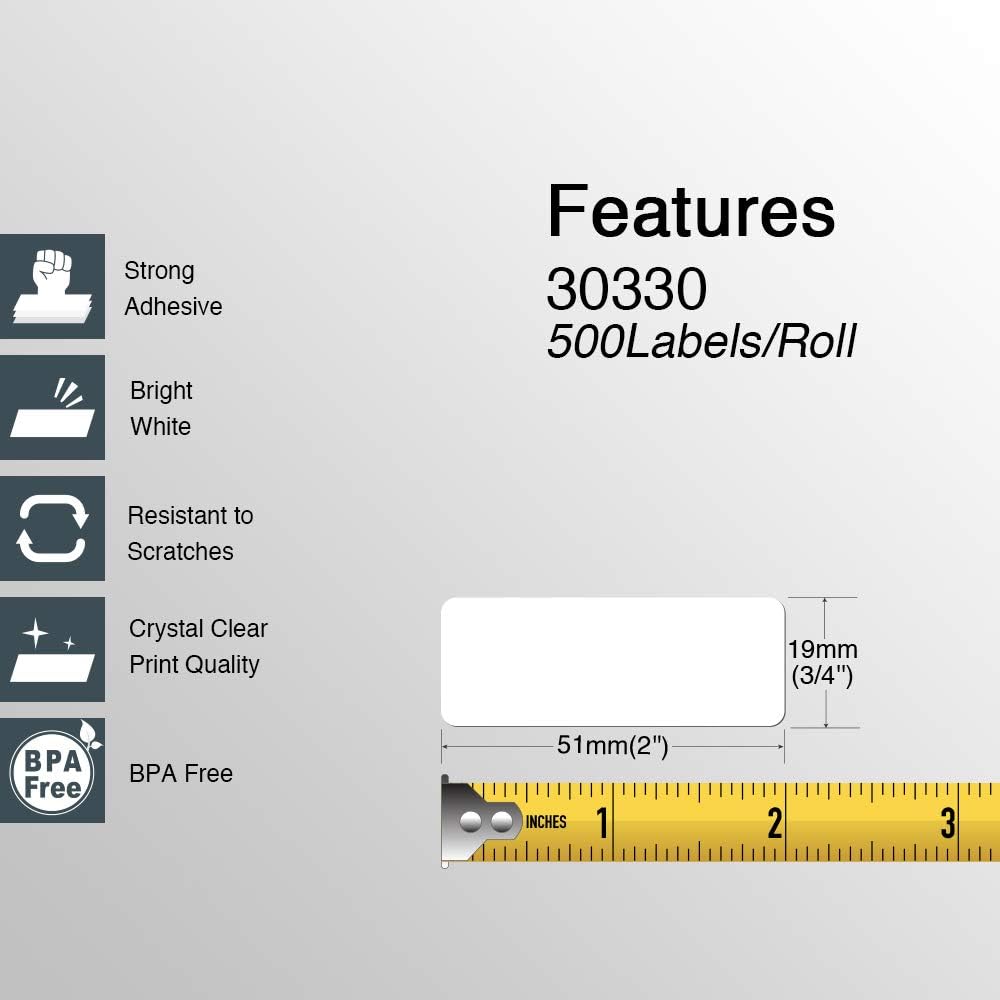 BETCKEY Colored Labels Compatible with Dymo 30330 (3/4" x 2") Small Multipurpose Labels, Compatible for Dymo LabelWriter Thermal 450, 4XL & Zebra Desktop Printers [6 Rolls, Red]