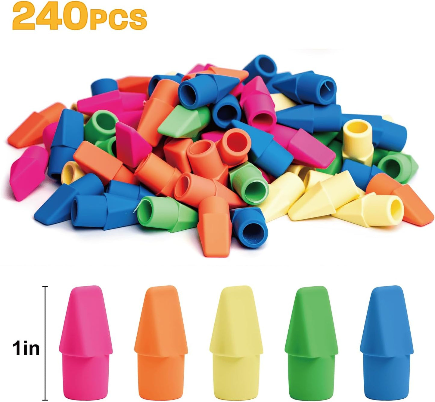 Cap Erasers for Pencils Pulk - Pencil Top Erasers Cap Erasers Toppers for Latex Free Assorted Colors School Supplies for Teachers Sudents Classroom Home and Office (240)