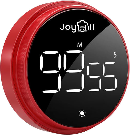 JOYHILL Digital Kitchen Timer, Large LED Display with Magnetic Countdown 3 Volume Levels, Ideal for Cooking Classroom Studying Fitness, Timer for Kids and Seniors Red