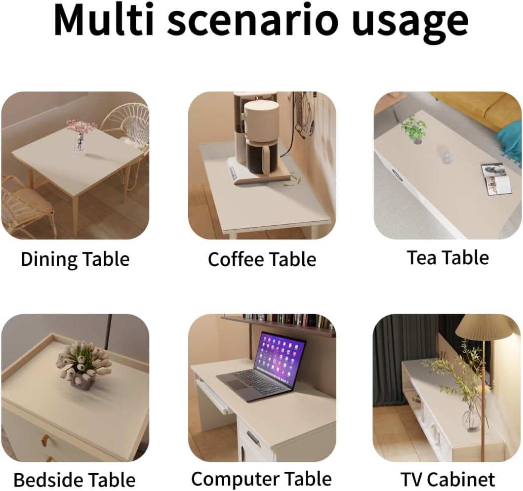 Desk Pad - 14x45 Inch Waterproof Easy to Clean Can Conceal Flaws Protector The Table Top from Scratches Used for Coffee Table Office Table Dresser(Off White+Light Gray 14x45)