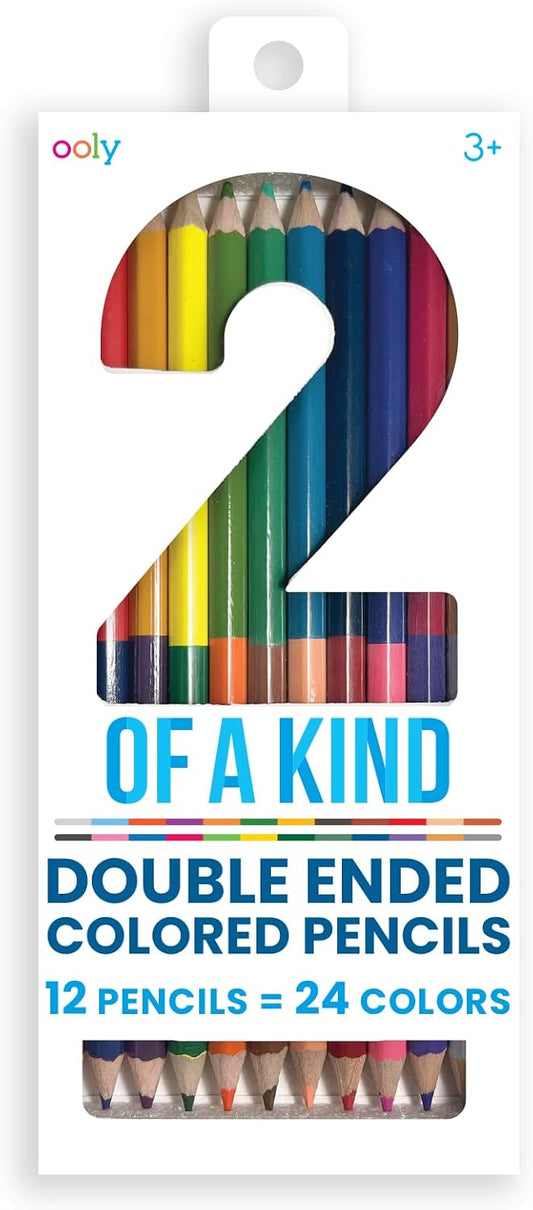 Ooly Double-Ended Colored Pencils, Set of 12 with 24 Colors, Drawing & Coloring Pencils for Kids and Adults, Colorful Back to School Supplies for Arts and Crafts, Double-Ended
