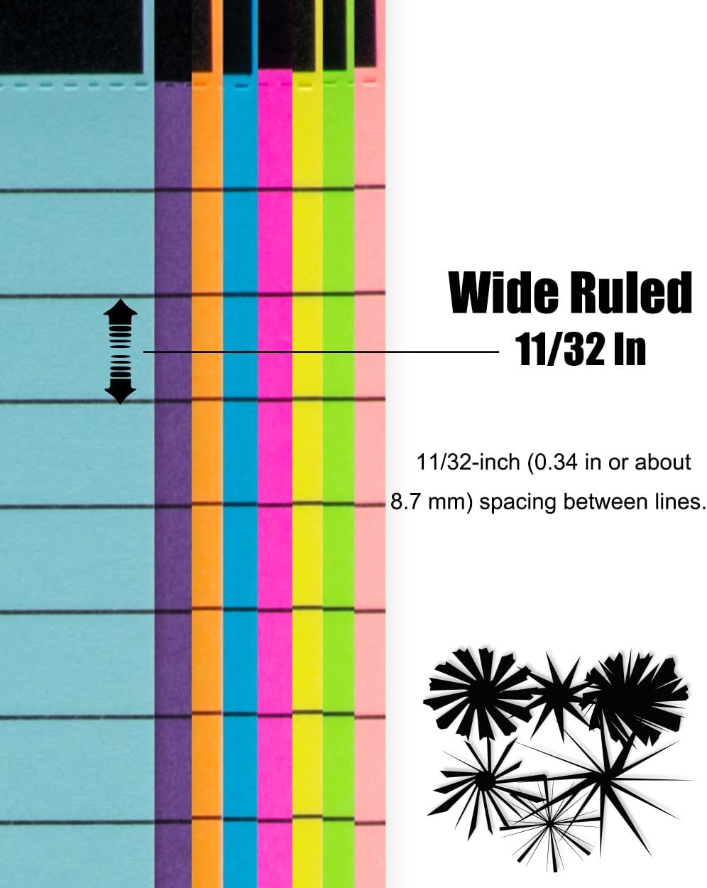 Colored Legal Pads 8.5 x 11 inches 8 Pack,70 GSM/19 LB Rainbow Wide Ruled Writing Pad High Brightness Neon Pads 8 Colors 30 Sheets Per Note pads for School,College,Office,Business-Large