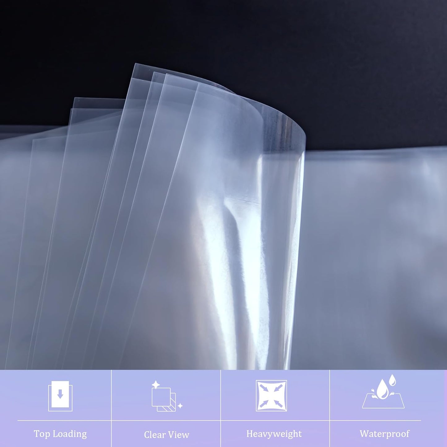 50 Pack No Holes Sheet Protectors 8.5 x 11 Inch Letter Size Page Protectors for Documents, Prints, Top Loading Heavyweight Clear View Plastic Sleeves for Papers, Artworks, Photos