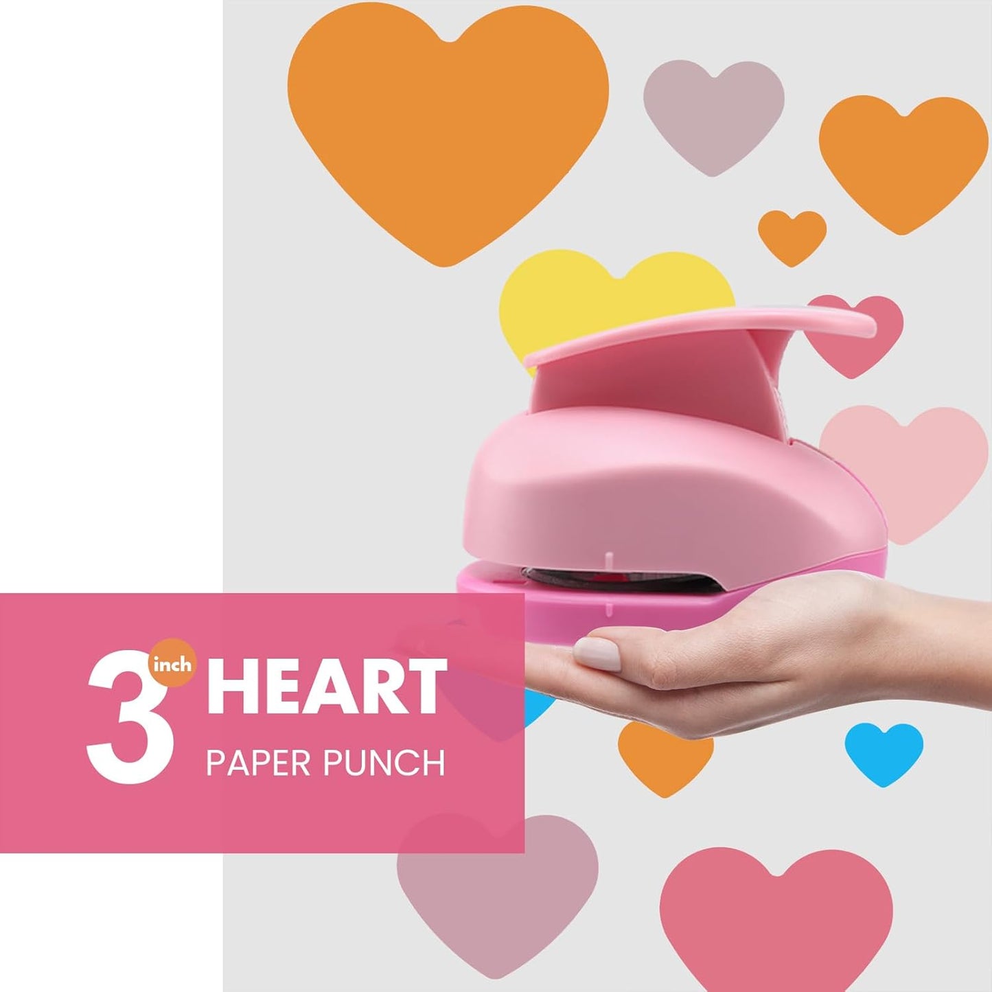 LOONENG 3 Inch Heart Paper Punch - High Precision Design for Romantic Heart Patterns - Ideal for Scrapbooking, Card Making, DIY Photo Albums, Gift Tags, Homemade Confetti