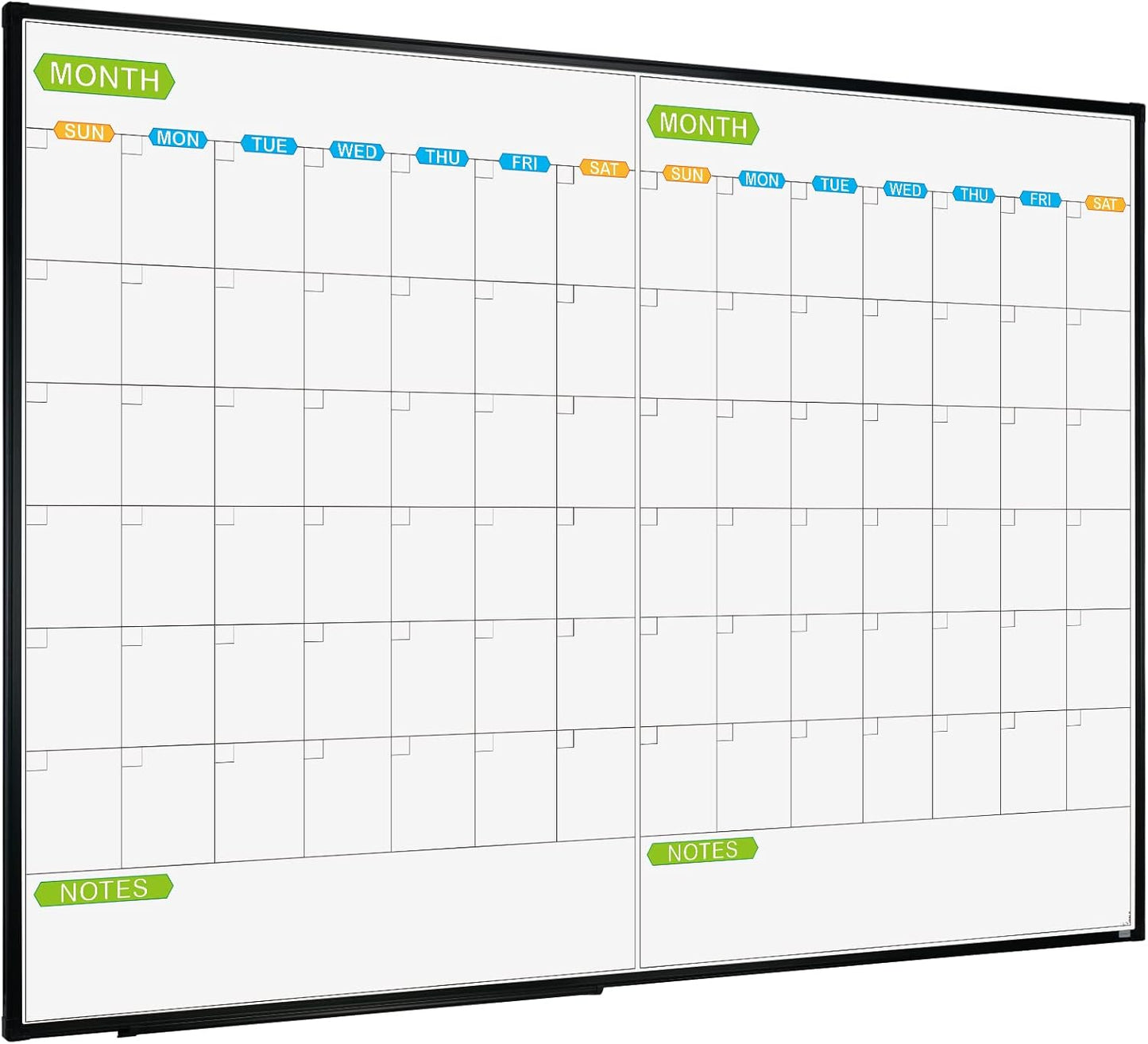 JILoffice Magnetic Dry Erase Calendar Whiteboard, 2 Month White Board Planner 48 X 36 Inch, Black Aluminum Frame Wall Mounted Board for Office Home and School