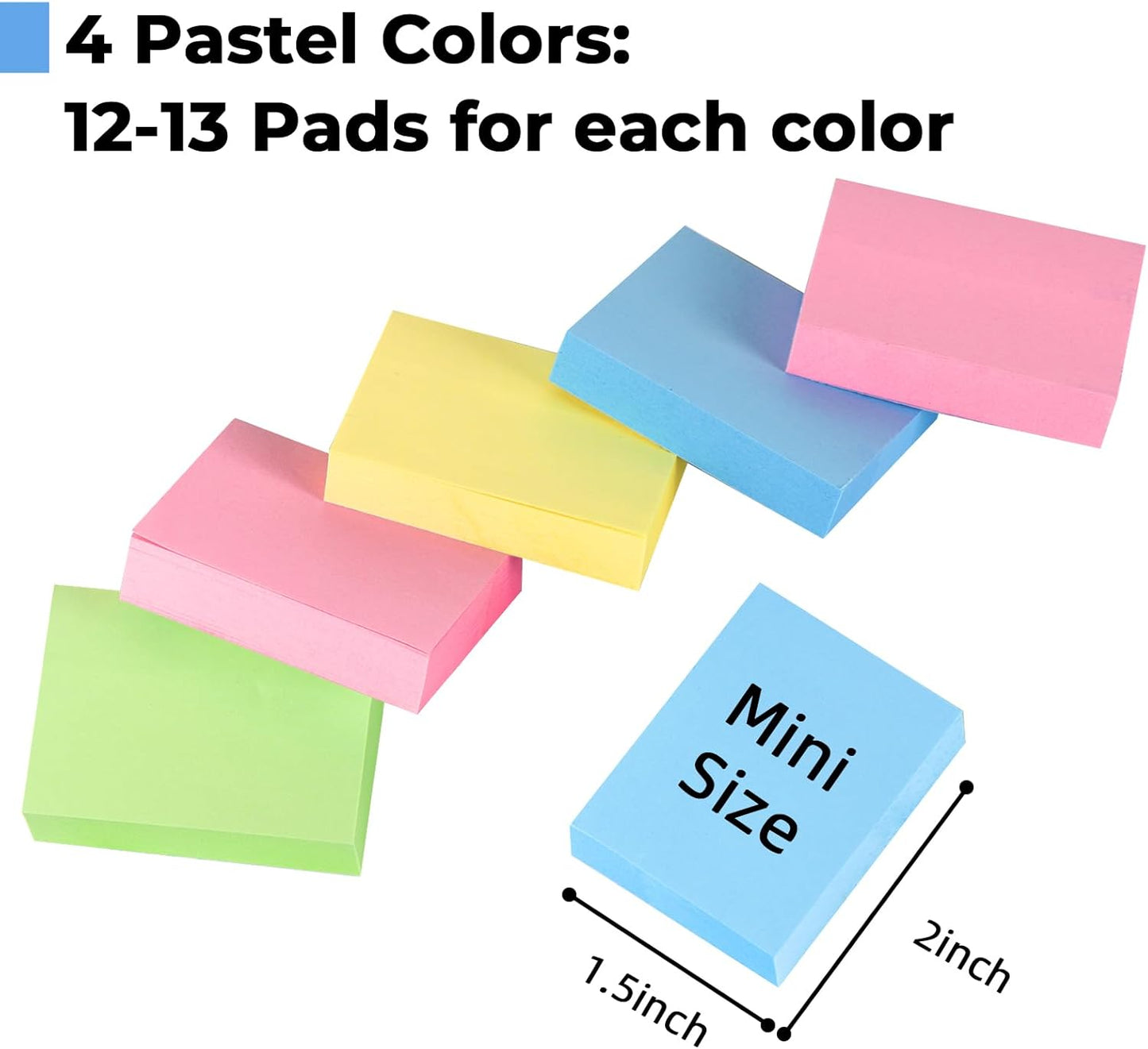 Umikk 50 Pack Sticky Notes 1.5x2 in, 5000 Sheets Small Self-Stick Note, 4 Color Mini Sticky Notes Pad Bulk, Easy to Post for Office, School, Home