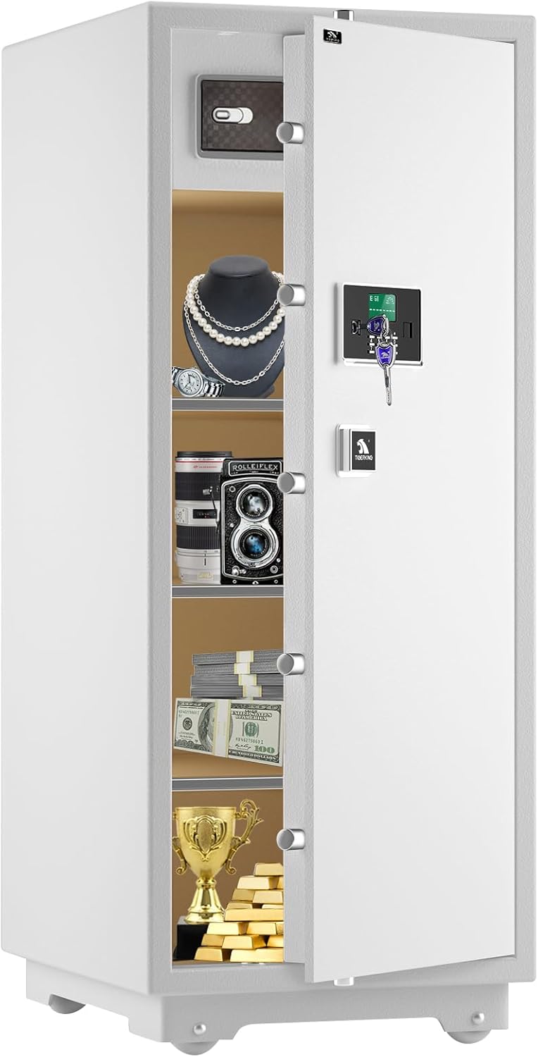 Extra Large Safe - TIGERKING 17.6 Cubic Feet Big Safes Box with Double Safety Key Lock & Separate Lock Box. Heavy Duty Large Home Safe wth 3 Removable Shelves, Perfect for Home, Hotel, Office, Garage
