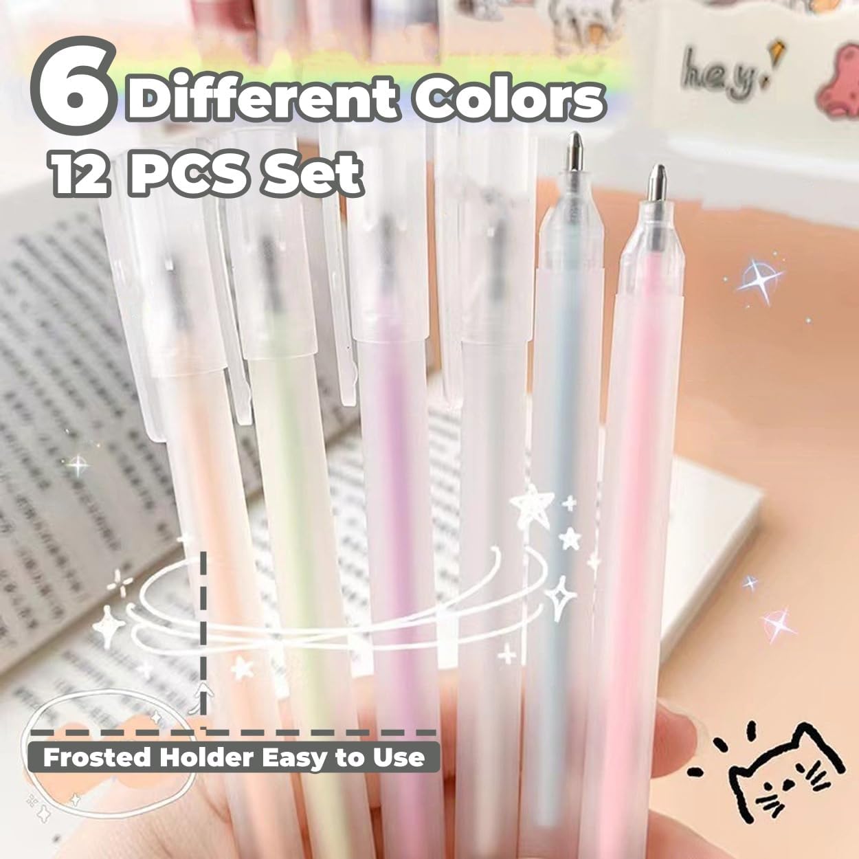 Scrapbook Quick Dry Glue Pen 12PCS Set, Crafting Fabric Pen Liquid Glue Pen for Papercrafts, Handmade Stationery, DIY Foil-Stamping, Back to School Supply, Year 6+ (12PCS Set-Forsted Holder Type)