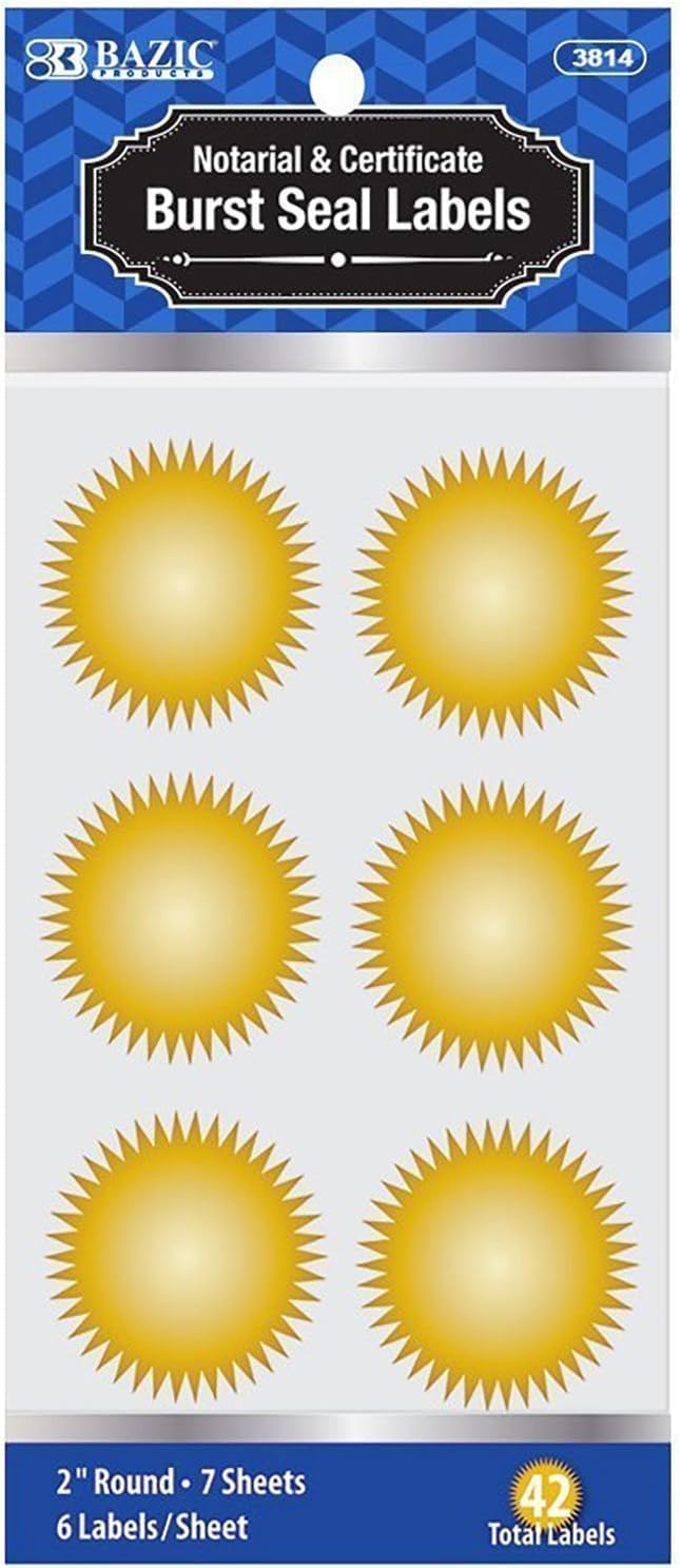 Rubber Stamp Creation MaxMark Notary Seal Round Embosser for Louisiana State - Includes Gold Burst Seal Labels (50 Count)
