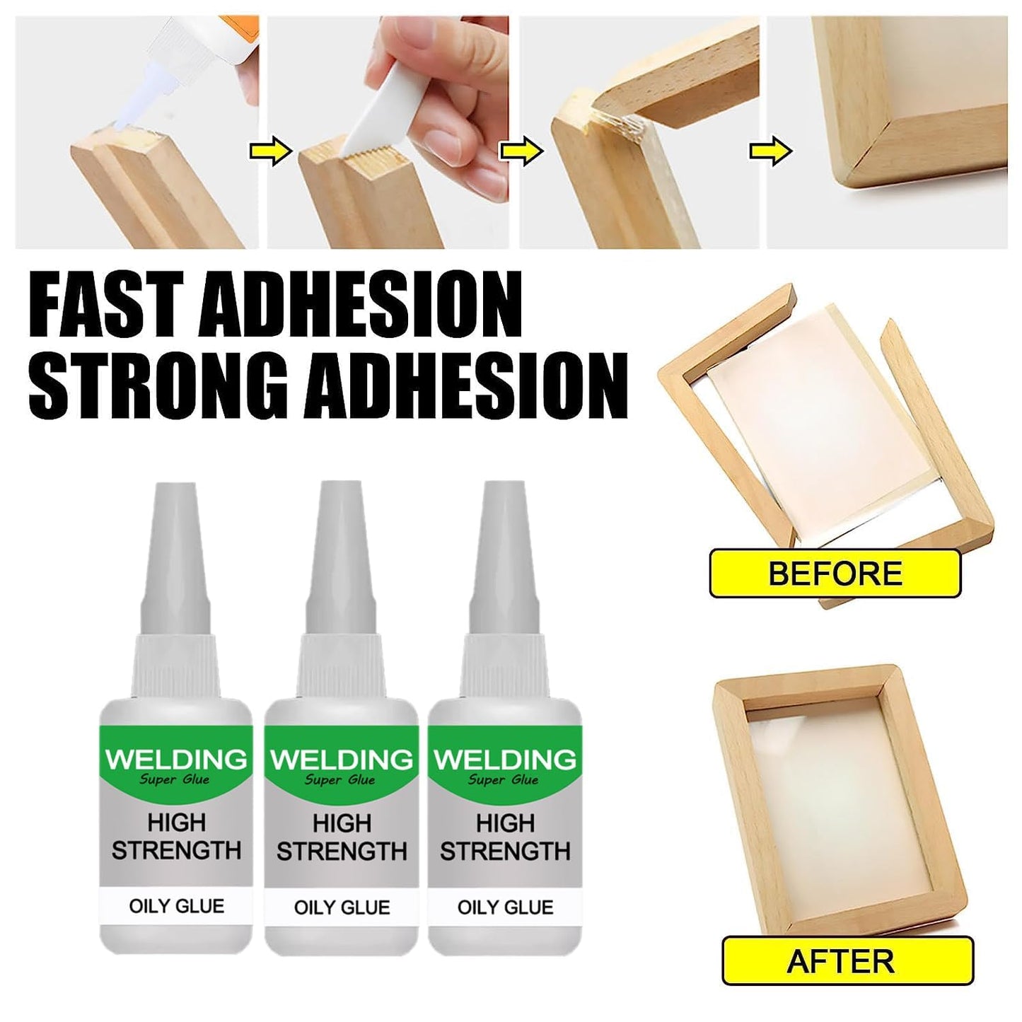 150ML Wood & Parquet Adhesive, Welding High-Strength Oily Glue, Universal Super Glue Gel, Instant Bonding, Strong Adhesion, Repairs Last Long Time for Metal, Wood, Ceramics,Leather, Glass (3Pcs)
