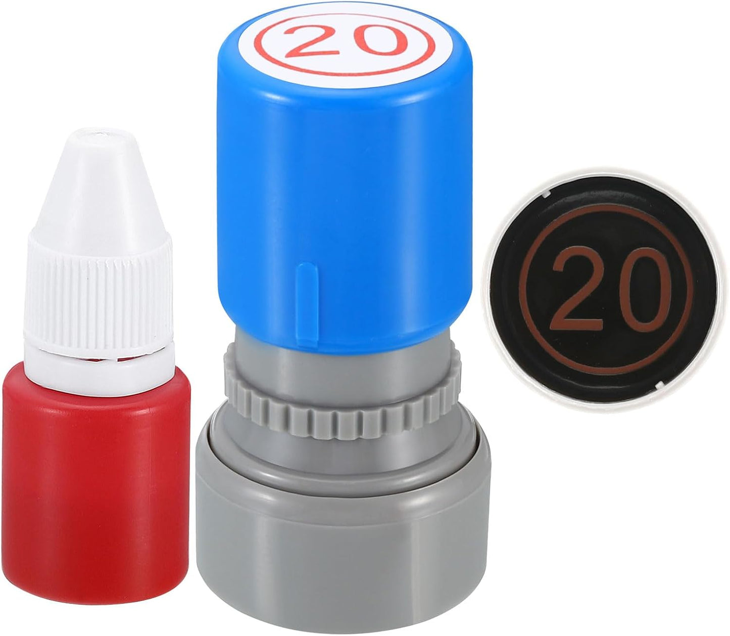 PATIKIL Number Stamps Self Inking, Numeral 20 Number Stamp Teacher Stamp Initial Stamp Ink Stamp for Class Notebook Scrapbooking DIY Craft Style 2, Red Ink