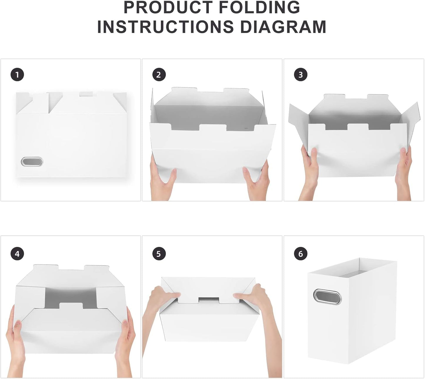 Oterri File Organizer, 1 Pack Small Storage Box, Cardboard File Folder Organizer, Collapsible File Box for Hanging File Folders Letter Size, Portable Filing Organizer with Handle (White)