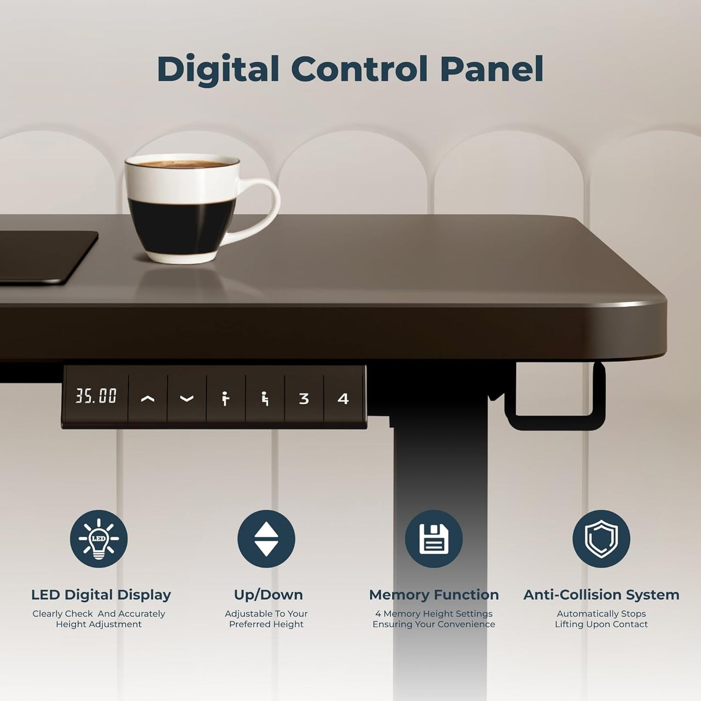 Adjustable Stand Up Desk Standing Desk, 40x24 Inches Home Office Desks with Memory Preset Computer Workstation, Splice Black Top + Black Frame