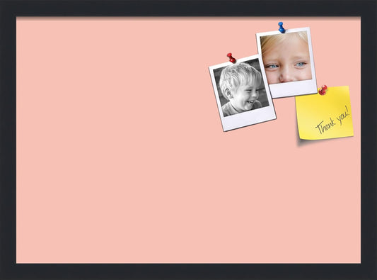 PinPix 21x15 Inch Cork Bulletin Board. This Decorative Framed Pin Board Comes with Pink Pastel Design and a Satin Black Frame. Ideal for Home Office Decor or Message Board (PinPix-1813)