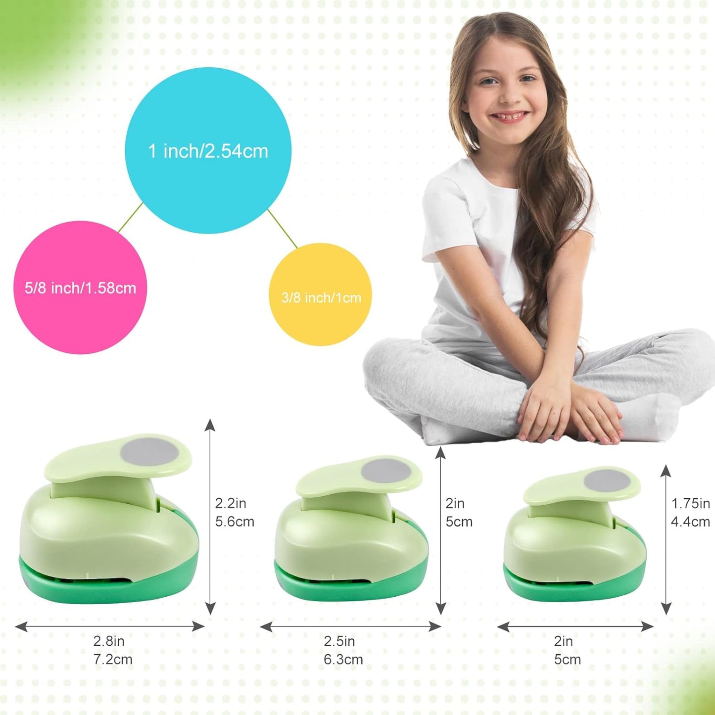 UCEC Circle Cutter, 3 Pcs Circle Punch, Craft Paper Hole Cutter for Crafting, 3/8 5/8 1 Inch Hole Punch for Paper Crafts