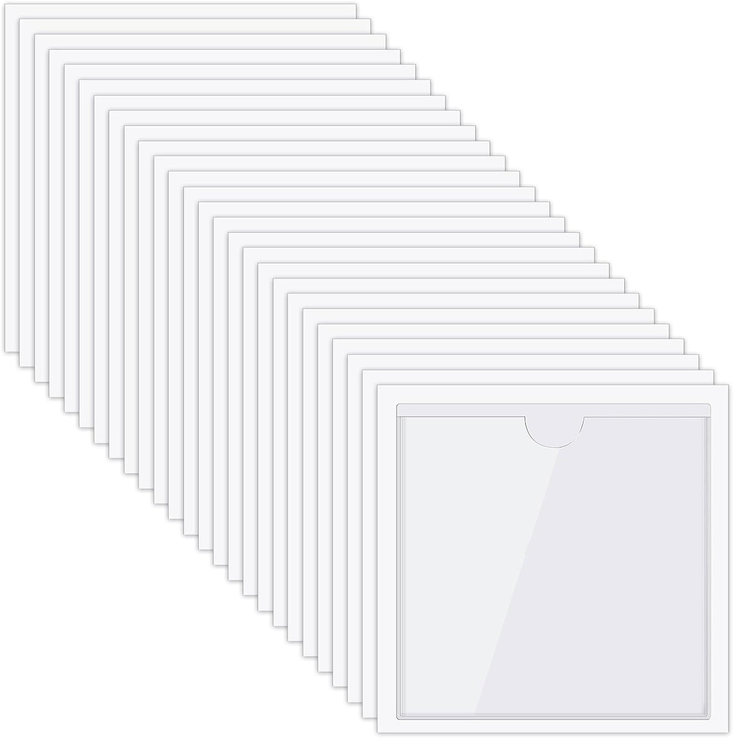 Chinco 50 Pack Clear Adhesive Pockets, Labels for Storage Bins, Plastic Self Adhesive Index Card Holder with Top Open for Organizing Bins Box Drawer(4.1 x 4.1 Inches)