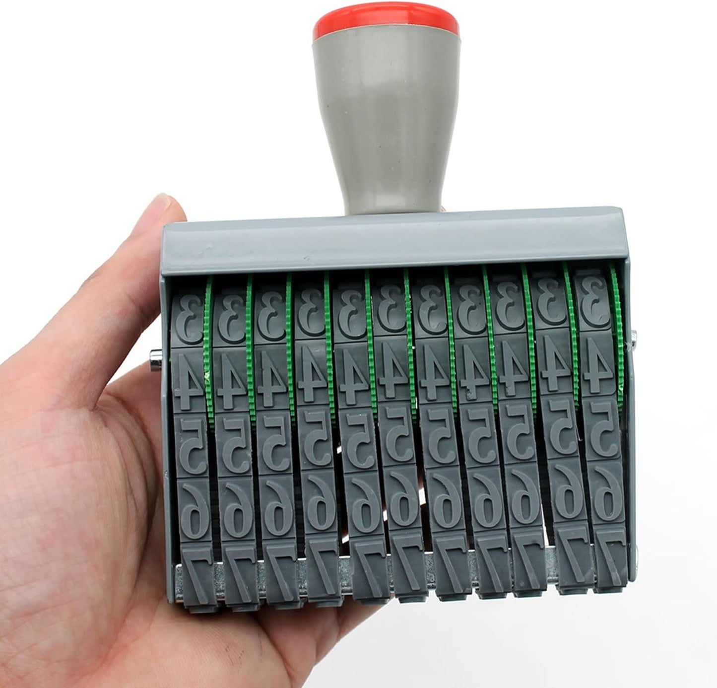 ZENG Adjustable Manual Rolling Stamp with Number 0-9 and Symbols - Metal/Rubber Office Numbering Tool, 92x12mm Imprint, Multicolor- Ink Not Included (Extra Large 11 Digit)