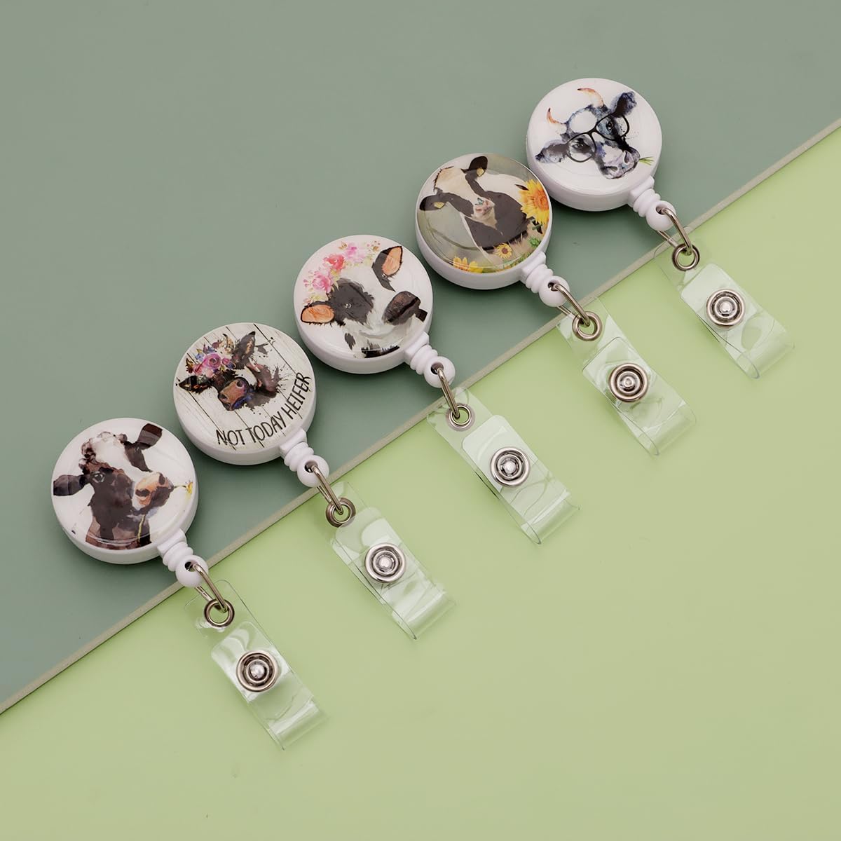 15 Pack Turtle Pig Cow Print Badge Reels Retractable Badge Holders,Id Badge Holder Retractable Clip, Funy Badge Reel Cute Badge Reel,Nursing Student Must Haves Perfect for School Office Men Women