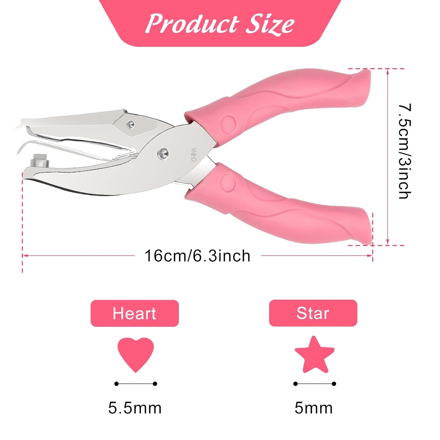 2 Pieces Heart and Star Handheld Hole Paper Punch Metal Single Hole Paper Punch Punchers with Soft-Handled Tags for Clothing Ticket DIY Craft Tags Scrapbook Tool, 1/4 inch