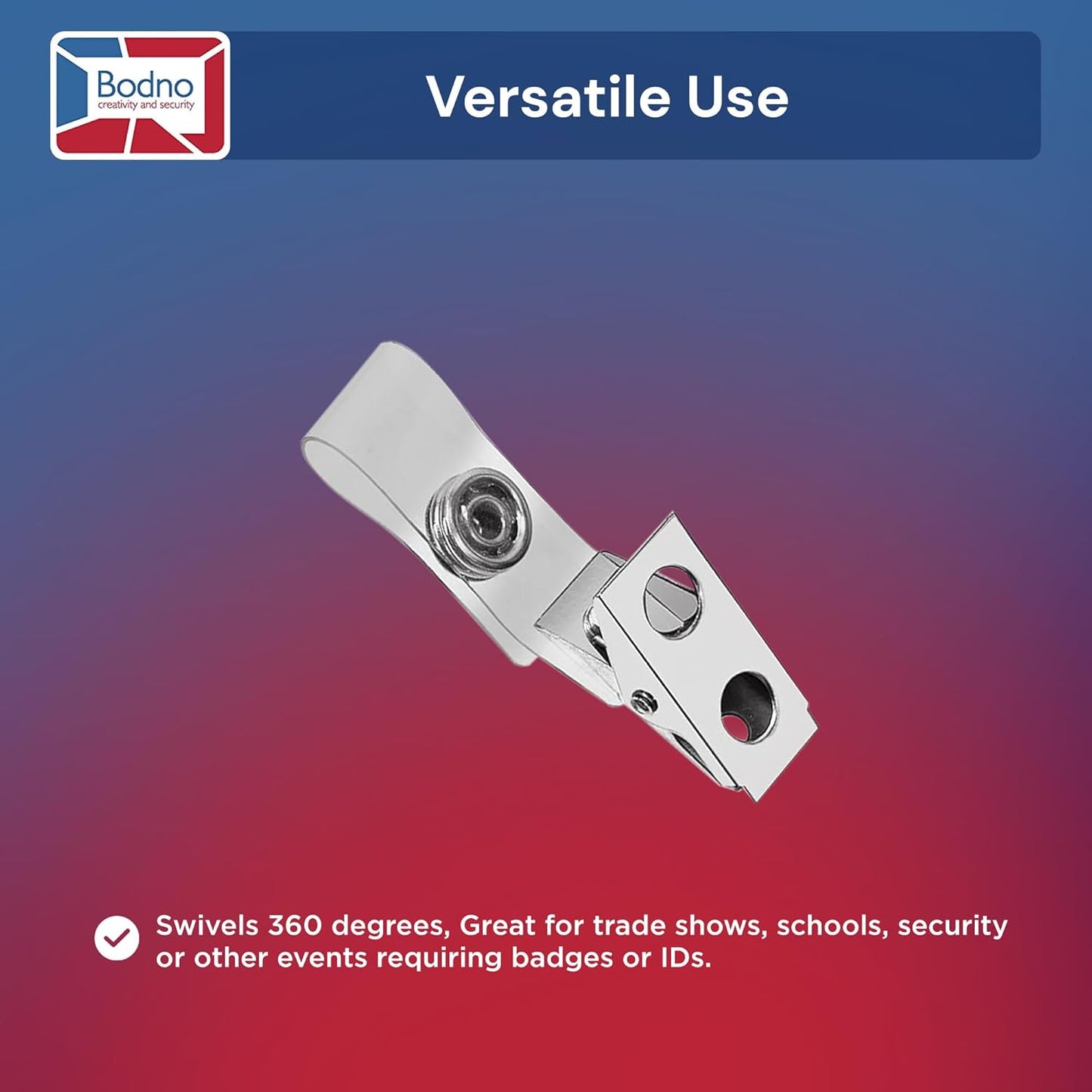 100 Pack - Bodno Clear Vinyl Badge Clips