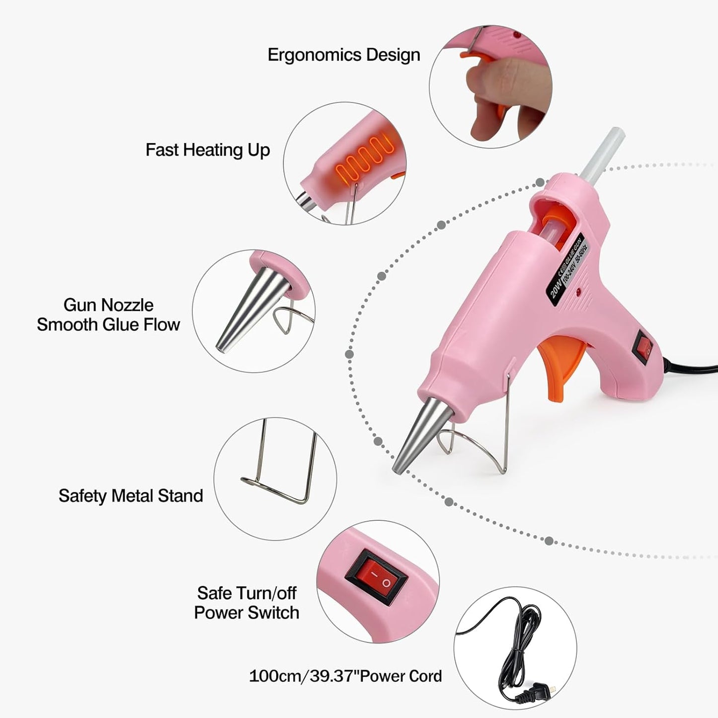 Mini Hot Glue Gun, Hot Melt Gun with 30 Glue Sticks for Arts Crafts, Mini Glue Gun Kit for Kids School Craft and Quick Home Repairs (Multicolored, 20W, 8 Pieces)