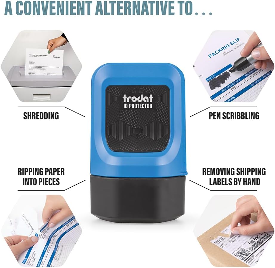 Trodat ID Protector Ink Roller – Identity Theft Protection Roller Stamp – incl. 3 Bonus Refill Inks