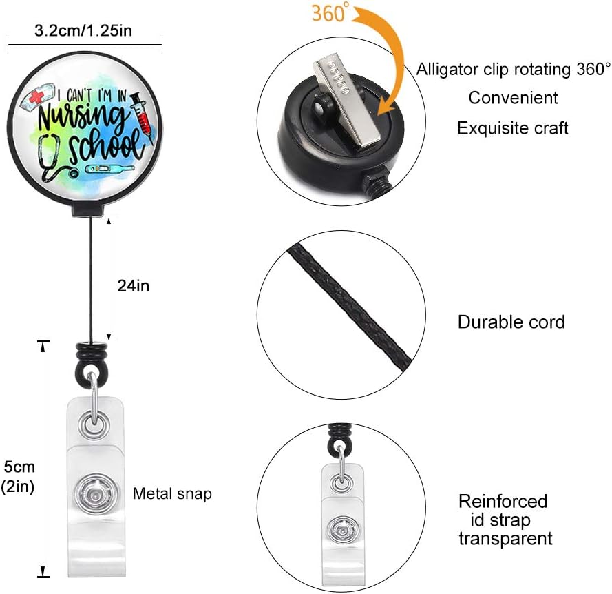 Retractable Blue Badge Reel- Badge Holder with Alligator Clip - 3 Pack Nurse Badge Clip for ID Card (Blue Nurse)