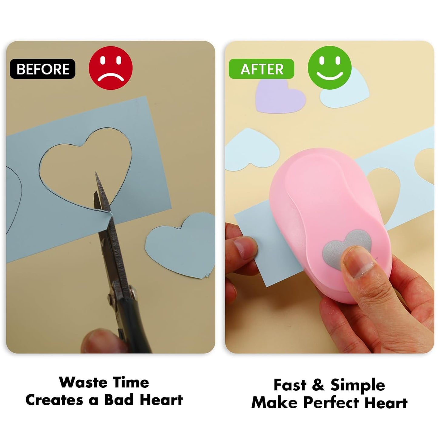 LOONENG 3/8 Inch Heart Paper Punch - High Precision Design for Romantic Heart Patterns - Ideal for Scrapbooking, Card Making, DIY Photo Albums, Gift Tags, Homemade Confetti