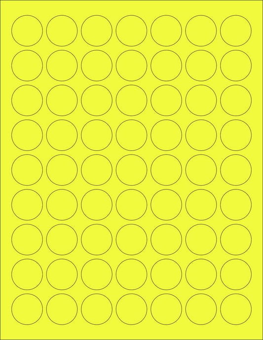 NextDayLabels - 8-1/2 x 11 Neon Color High Light Fluorescent Labels for Laser & Inkjet Printer (Yellow Fluorescent, 1" Round - 63 per Page - 6300 Labels)