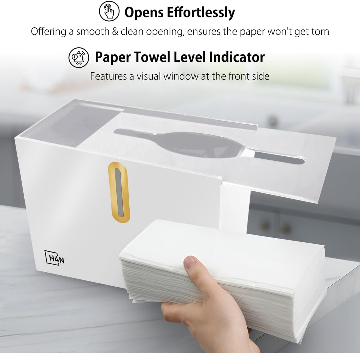 H4N Multifold Hand Paper Towel Dispenser Countertop, Compact Design, Single Sheet Dispensing for Home and Commercial Use, White