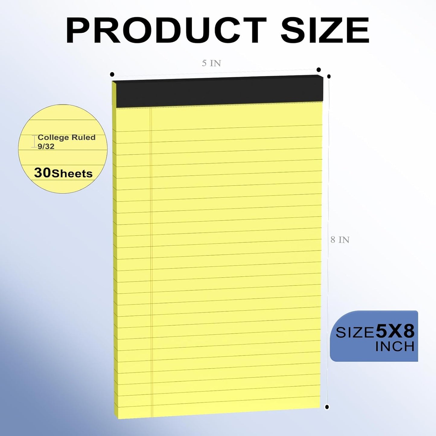 12pcs Small Note Pads, Color Notepads 5x8 College Ruled Notebook, Writing Pads 5 x 8, Legal Pads, Memo Pad Paper Perforate Narrow Ruled Notebooks for Work, School, Office,30 Sheets/Pack