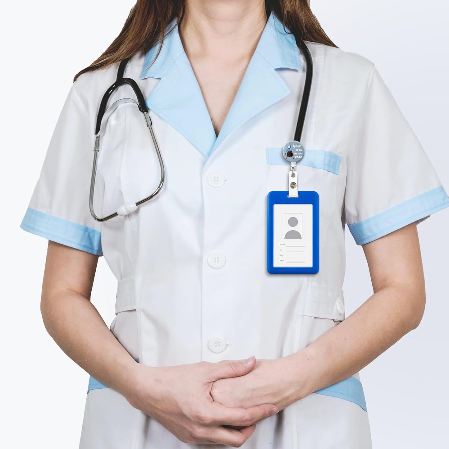 Badge Reel, Retractable Badge Clip for Nurse, Funny Badge Holder, Help is On The Way Dear Badge Reels, Retractable Lanyard for ID Badges, Mrs. Doubtfire Name Badge, Cute Nursing Gifts