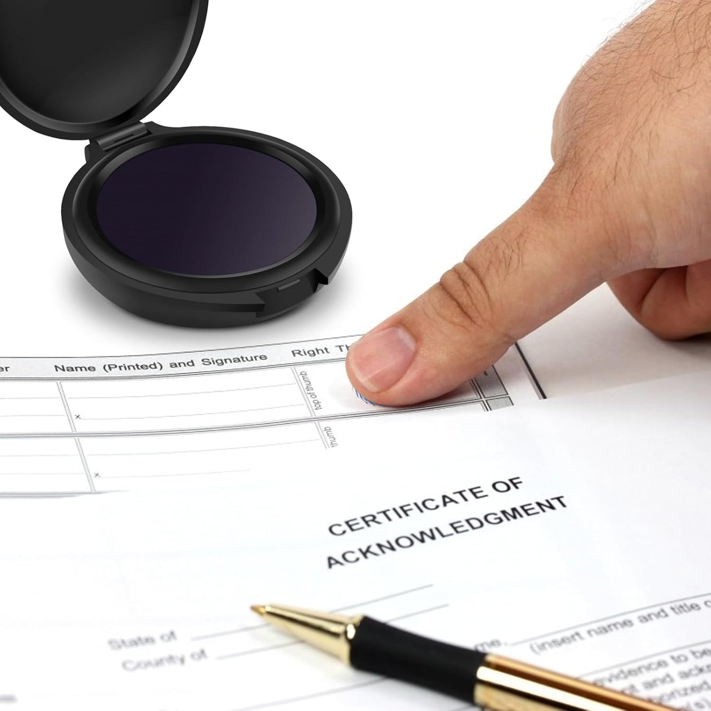 ERKOON Ingerprint Ink Pads, Thumbprint Ink Pad for Notary Supplies Identification Security ID Fingerprint Cards Law Enforcement Fingerprint (Blue-1 Pack)