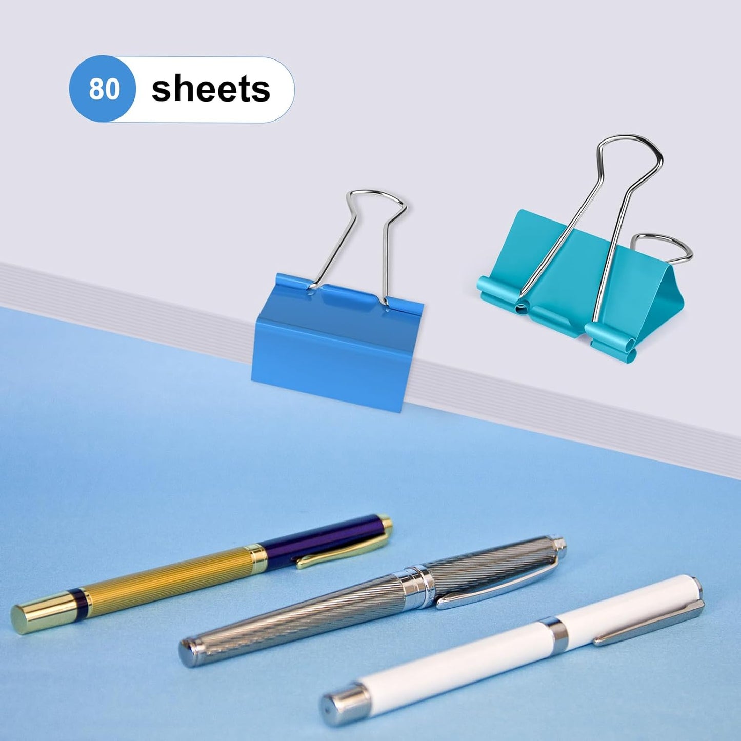 Ufmarine Medium Binder Clips 1.25 inch Length, (40 Pcs) Colorful Paper Clips Medium for Office