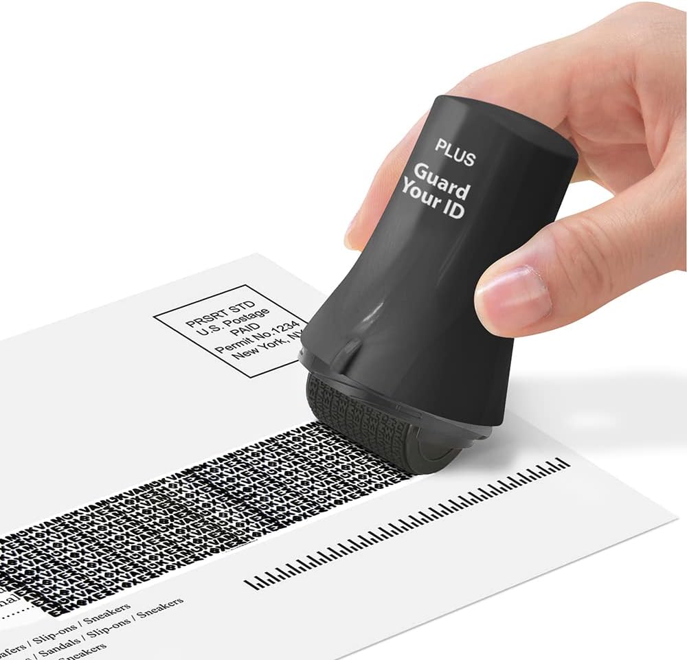 Wide Advanced Confidentiality Roller Stamp by Guard Your ID for Personal Information Concealment, As Seen on TV (3-Pack, Black)