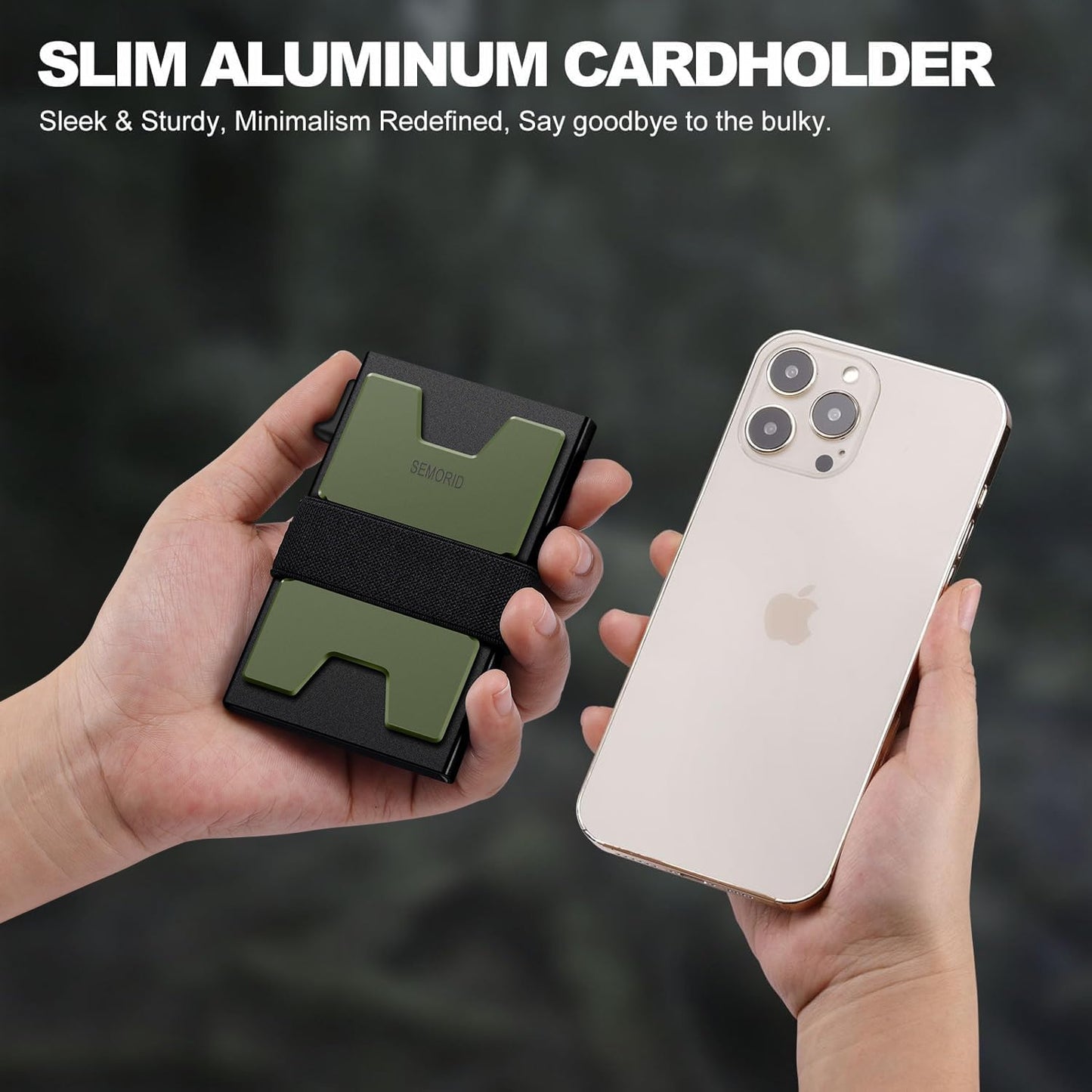 Slim Wallet for Men, RFID Blocking Mens Wallets, Minimalist Pop Up Men's Credit Card Holder, Sturdy Metal Card Case with Cash Strap - 12+ Cards Capacity