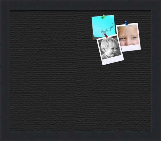 PinPix 14x12 Inch Cork Bulletin Board. This Decorative Framed Pin Board Comes with Dark Stone Design and a Satin Black Frame. Ideal for Home Office Decor or Message Board (PinPix-1808)