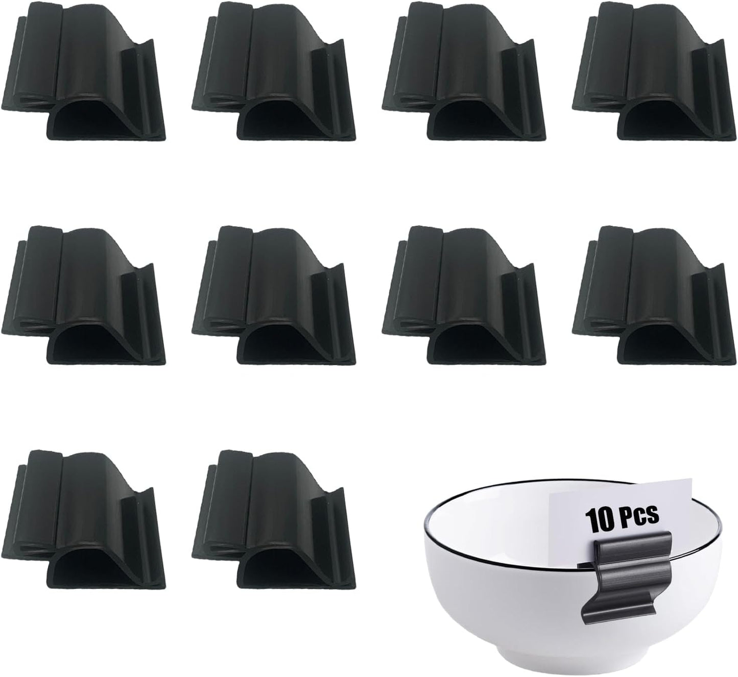 10 Pcs Plastic Bowl Sign Clip Black Food Tray Label Holders Reusable Food Tray Label Holder for Cups and Bowls Trays Baking Trays Bake Sale Signs