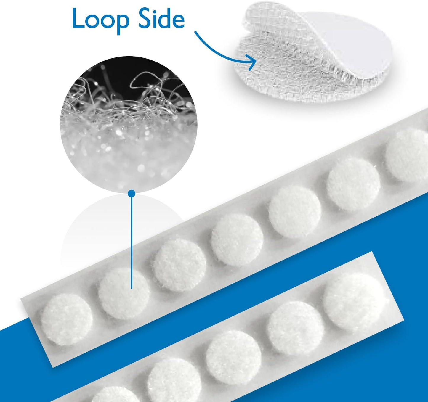 1/2-inch Diameter Hook and Loop Self-Adhesive Dots, 1440 per roll/Loop-Side Only (White)