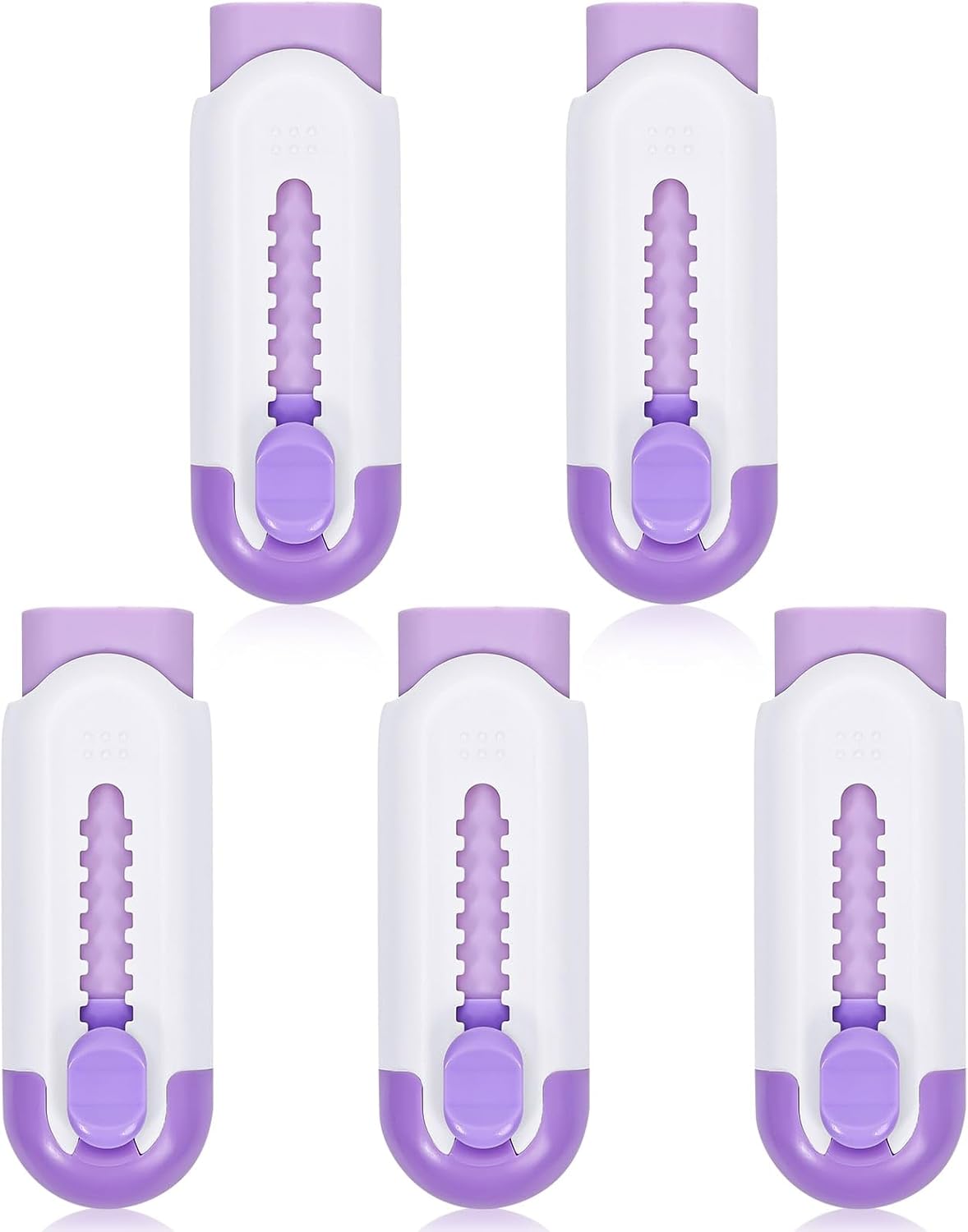 Pencil Erasers, Retractable Erasers for Pencils - White Purple, Pack of 5