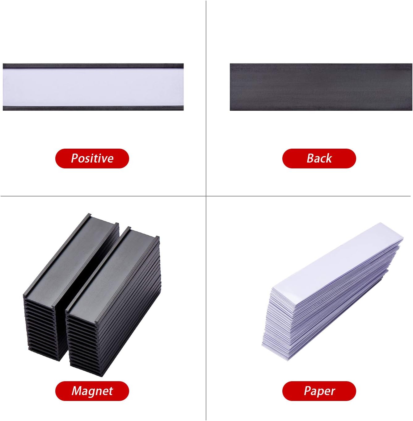 Eeoyu Magnetic Label Holders with Magnets Magnetic Data Card Holders with Clear Plastic Protectors for Metal Shelf, Whiteboard, Set of 50 (0.8 x 3 Inch)