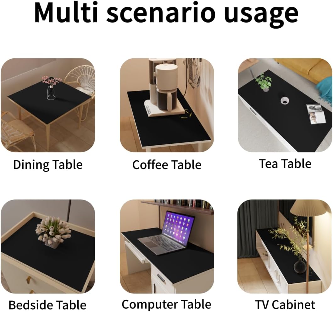 Leather Table Pad,1.8mm Thick,40x84 Inch,Dining Table Pad,Table Pads for Dining Room Table Rectangular,Table Protector for Dining Room Table,Table Top Protector(Black+Black,40x84)