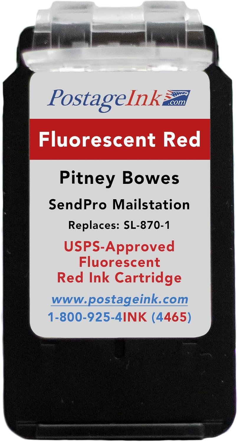 SL-870-1 Red Ink Cartridge for PB SendPro Mailstation (CSD1) Postage Meters, 8ml