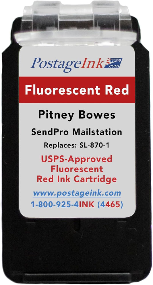 SL-870-1 Red Ink Cartridge for PB SendPro Mailstation (CSD1) Postage Meters, 8ml