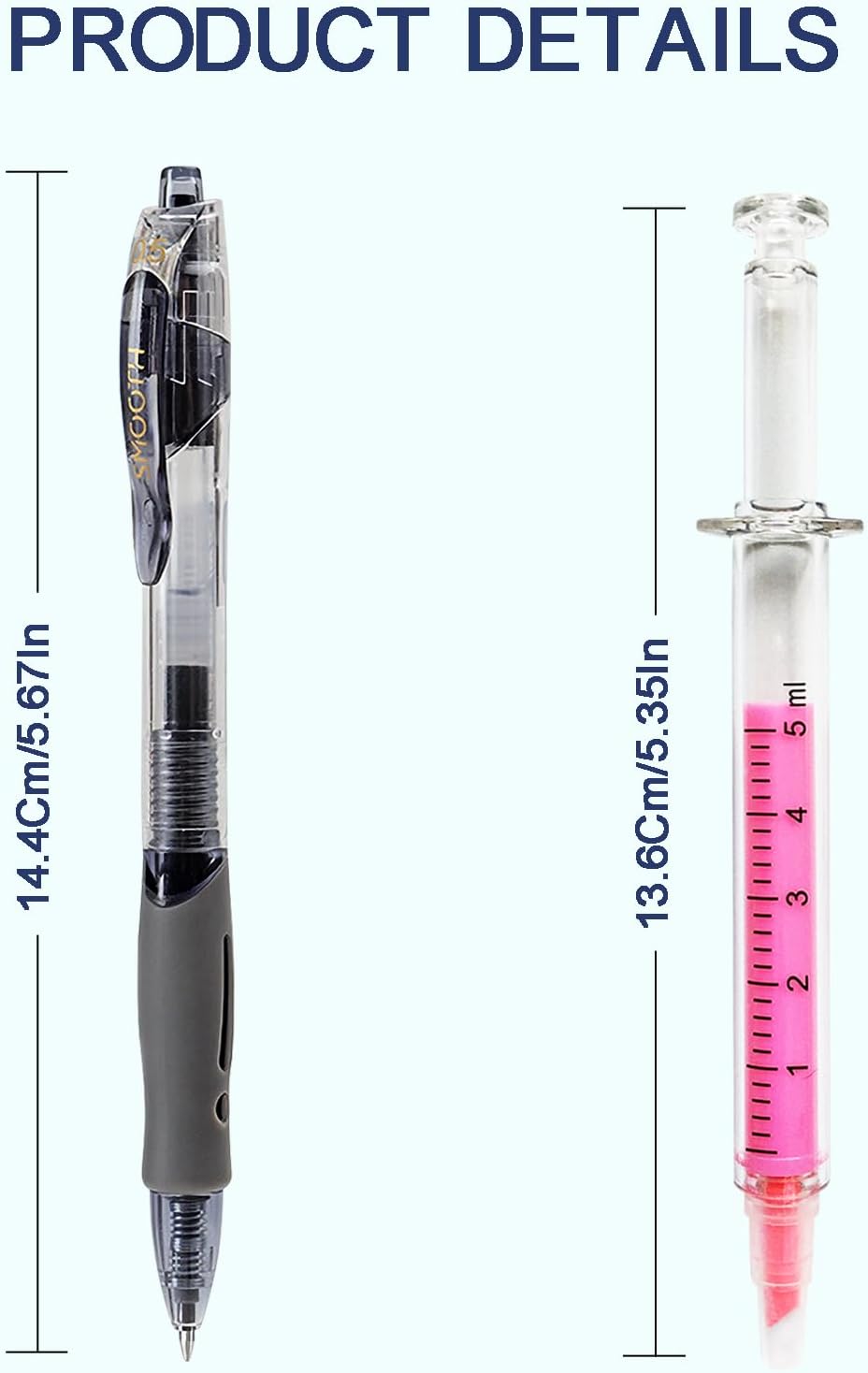 10 Pack Pharmacy Pens Set with 7 Gel Ink Pens(Black/Blue/Red), 3 Syringe Highlighters, Funny Writing Instruments for Nurses Pharmacists Technicians Medical Assistants Students